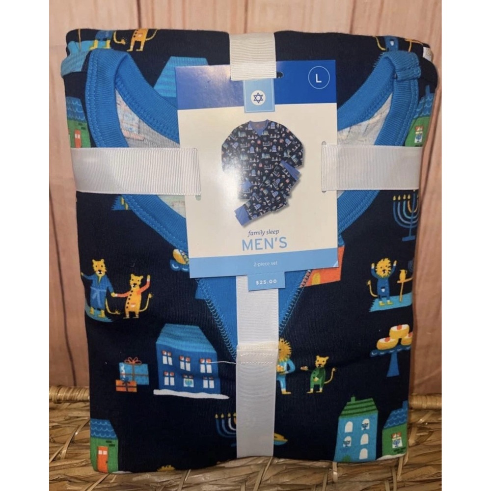 Wondershop Mens pajama‎ set Top & Pants Lions Print Size L Hanukkah